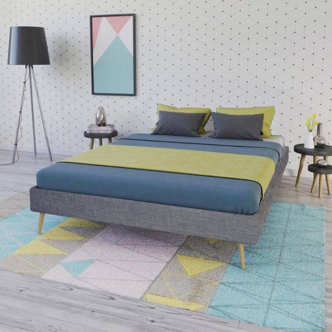 Lit adulte scandinave tissu